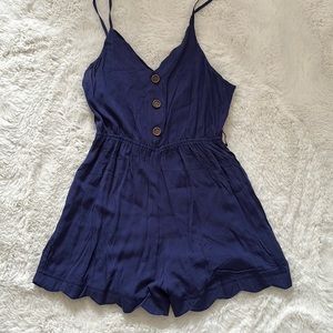 Navy Scalloped Romper